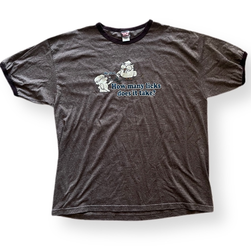 Tootsie Pop Kid and Wise Owl Vintage Retro Unisex Ringer T-shirt 2XL